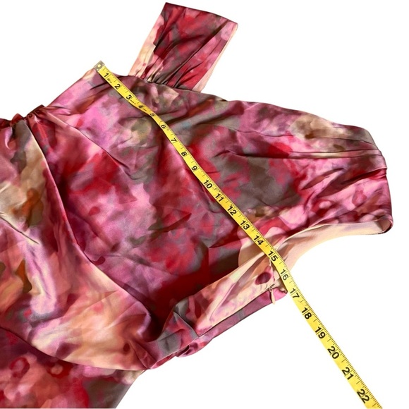 Vera Wang Red Pinks Multicolor Dress V Neck Unequal Sleeve Size 14 Wedding MOB - Picture 4 of 6